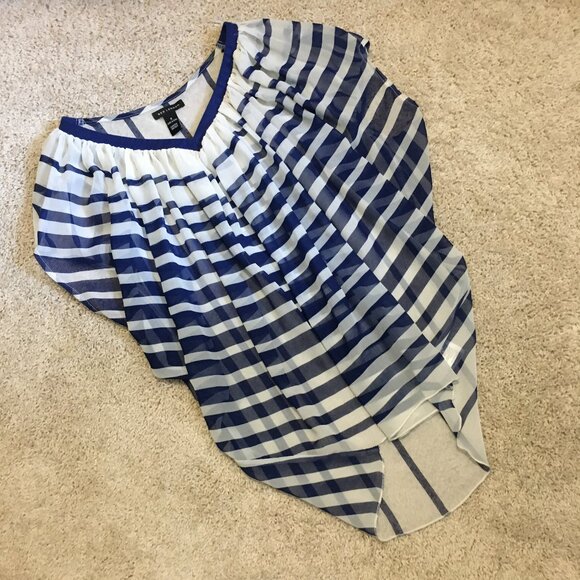 QED London Navy & White Flowing Nightingale Shirt - Picture 12 of 16